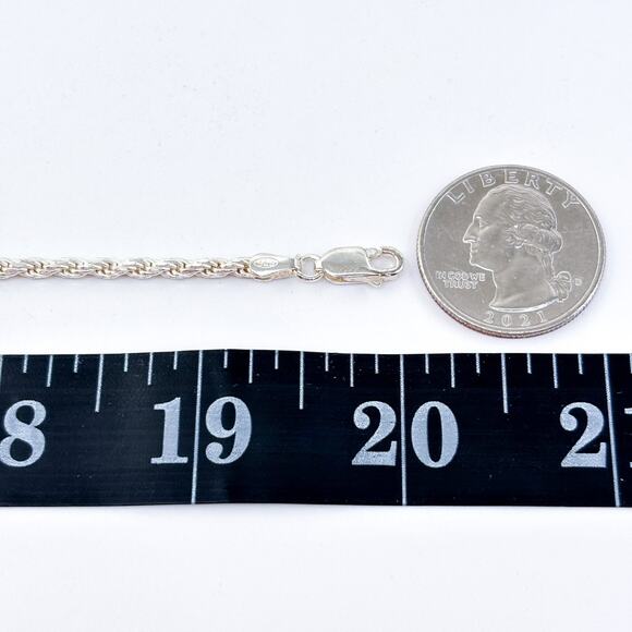 Vintage Italy Sterling Silver 925 2.6mm Rope Chain Necklace 20" - Picture 2 of 3